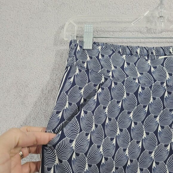 NWOT Max Studio Womens M Blue & White Patterned Crop Wide Leg Pants - Picture 7 of 8